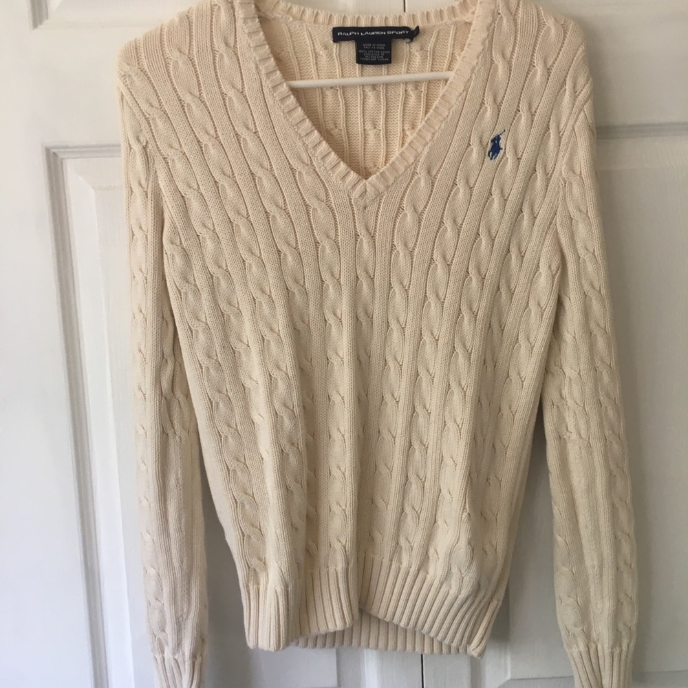 Ralph Lauren sport cable knit sweater cream color